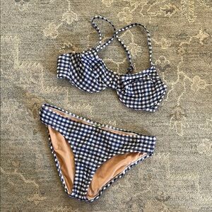 J. Crew Navy and White gingham bikini